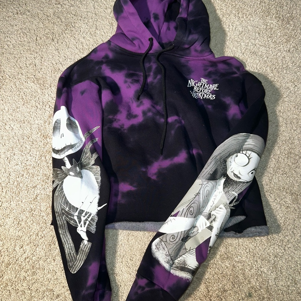 Purple and Black Nightmare Before Christmas crop top Hoodie